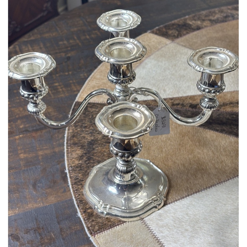 Silver Five-Arm Candelabra Candle Holder - Elegant Table Accent